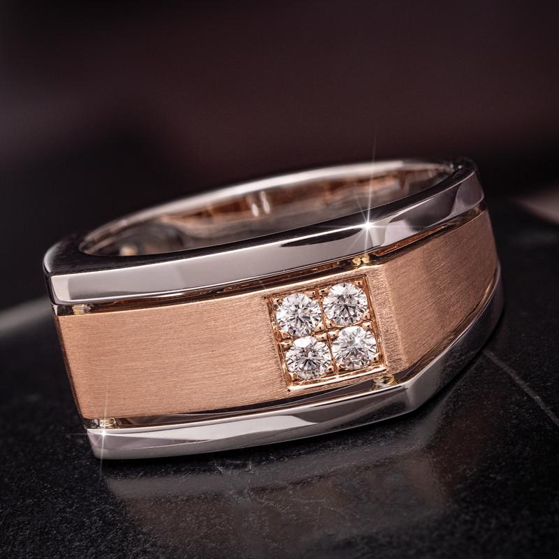 Men's 14K White and Rose Gold Diamond Ring
